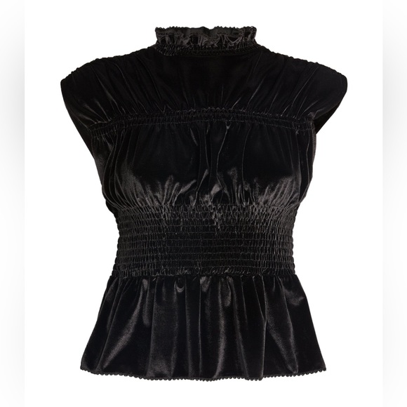 SANDRO Velvet Smock Top - Picture 6 of 8